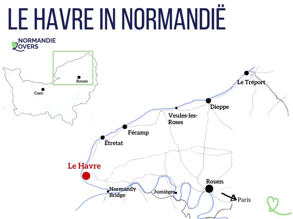 Kaart Le Havre in Normandië Frankrijk