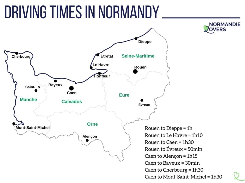Driving time in Normandy map