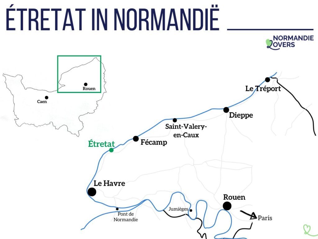 Kaart Etretat in Normandië ligging
