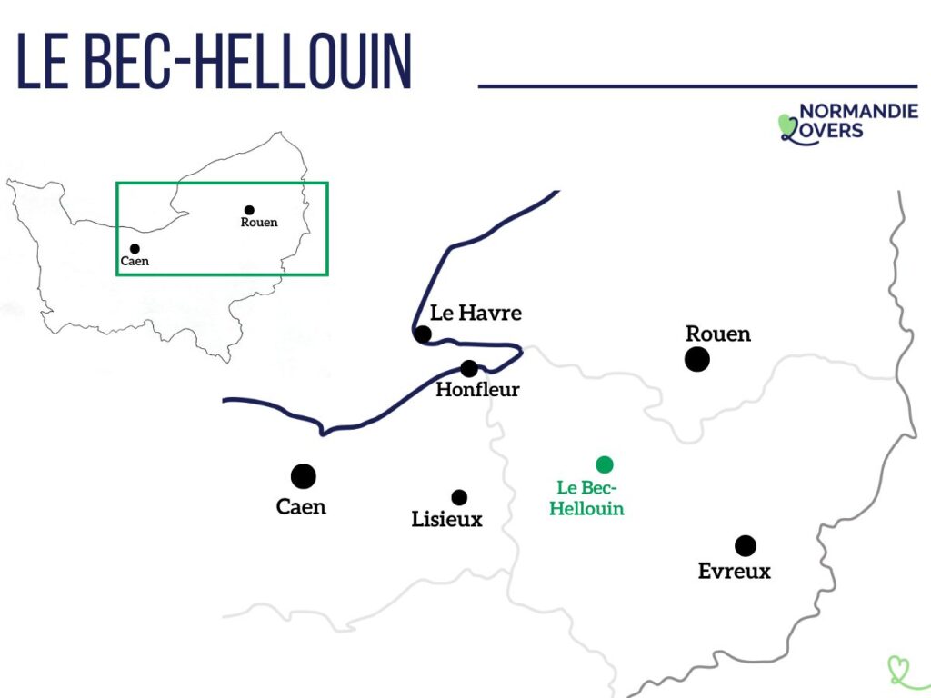 Kaart Le Bec Hellouin locatie Normandië