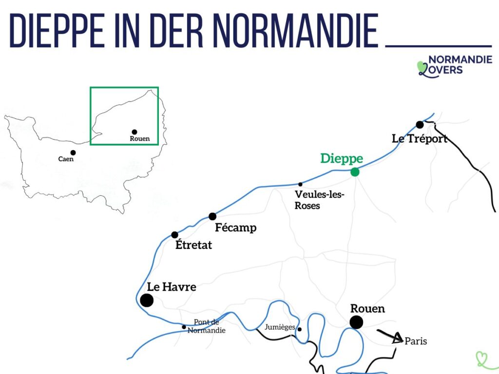 Karte Dieppe in der Normandie Lage