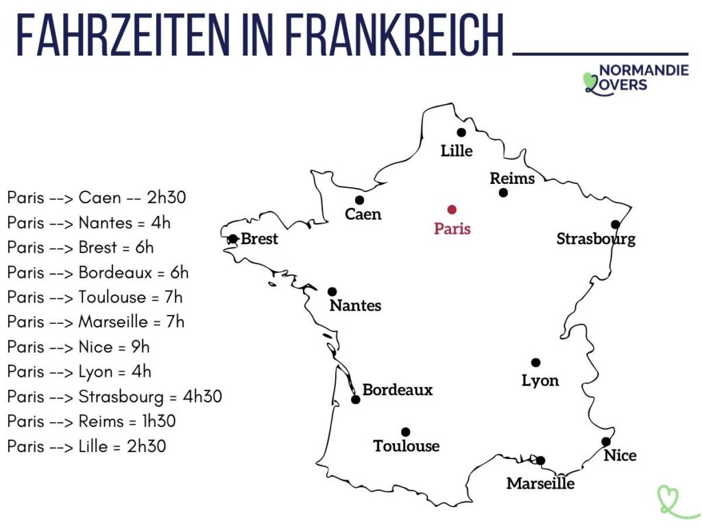 Karte Reisezeit Frankreich