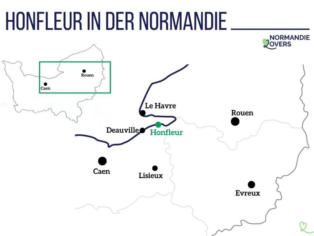 Karte Honfleur in der Normandie Lage