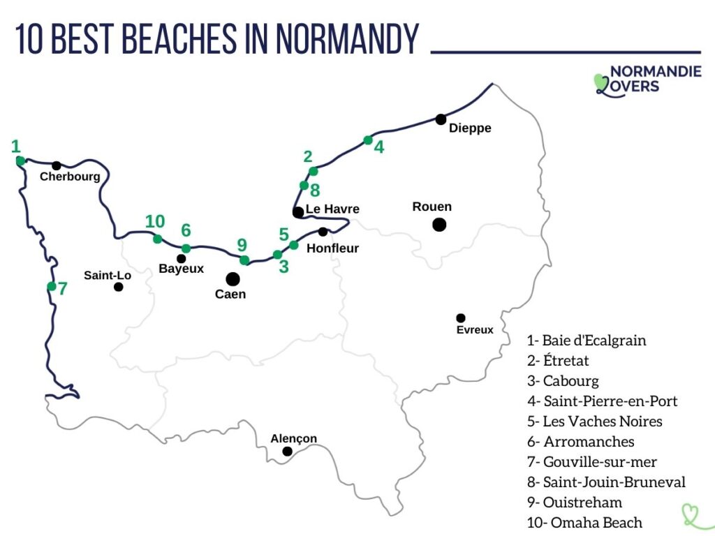 most beautiful beaches map normandy