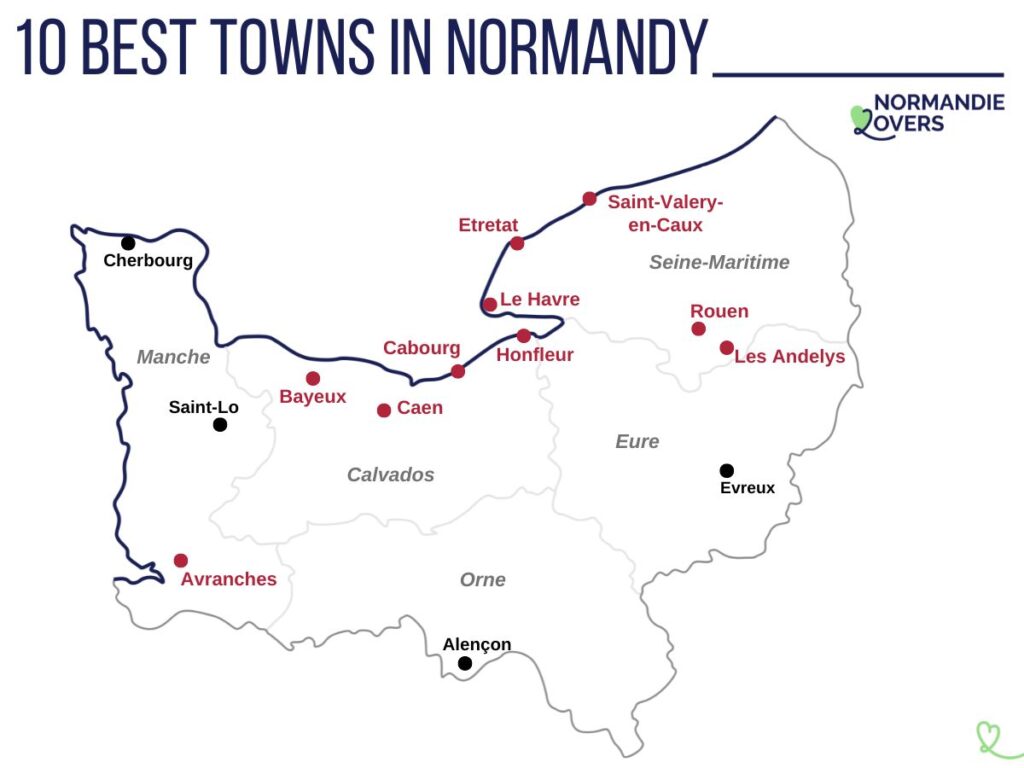 most beautiful cities of Normandy map