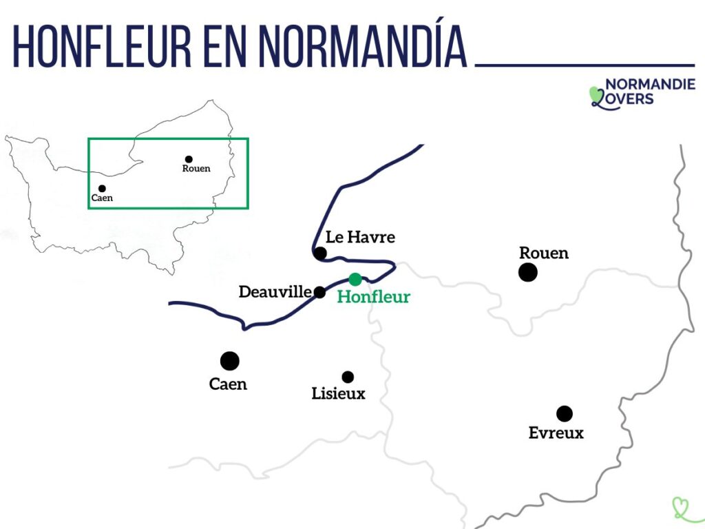 Mapa de ubicación de Honfleur en Normandía