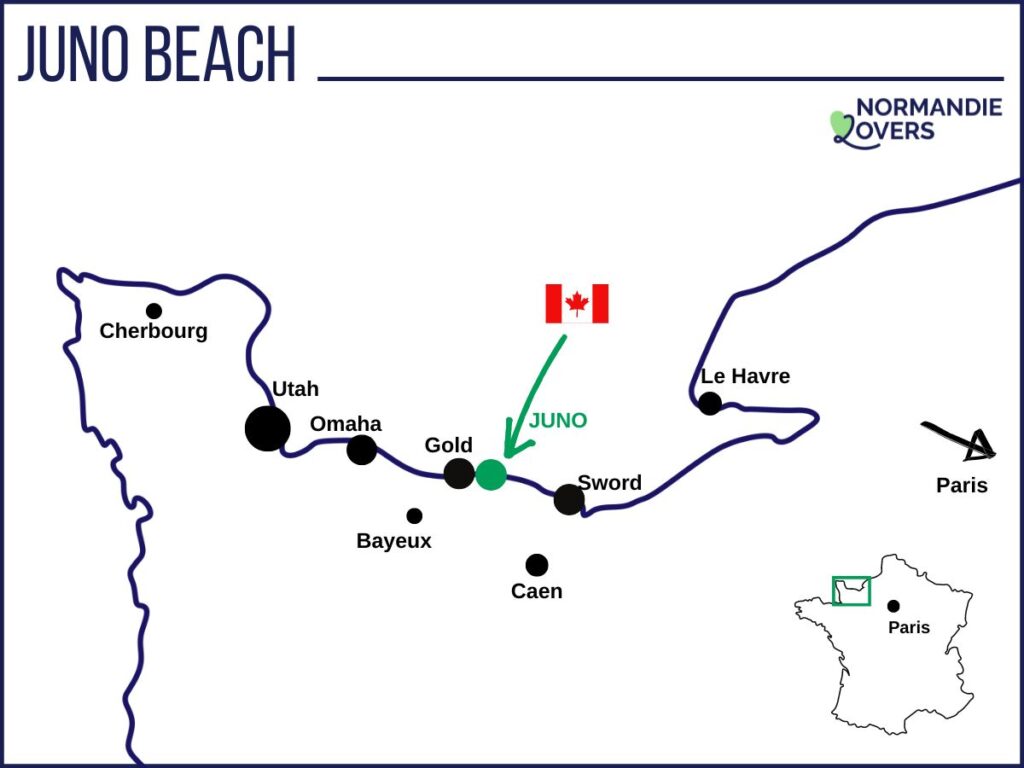 Karte Juno Beach Normandie Frankreich