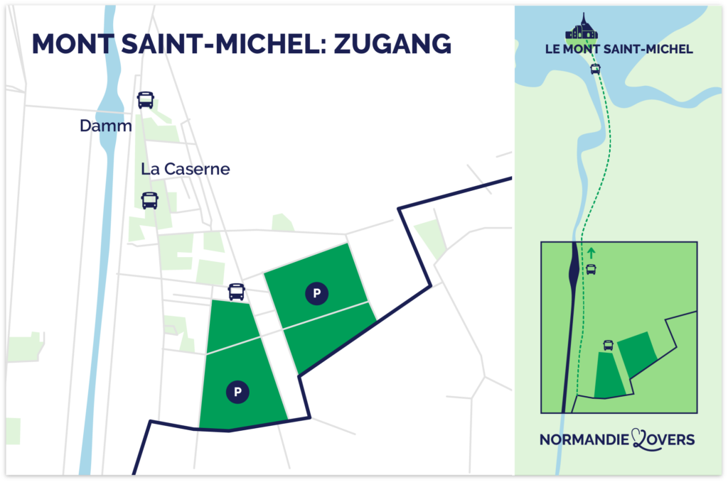Karte Zugang zum Mont Saint Michel Parkplatz