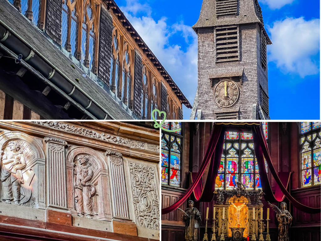 Bezoek de kerk van St Catherine in Honfleur, Normandië, de grootste houten kerk gebouwd in Frankrijk met een aparte klokkentoren.