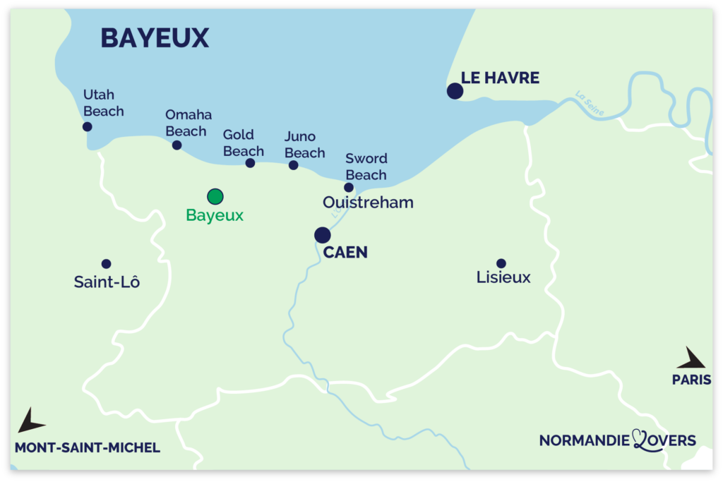 Map of Bayeux in Normandy