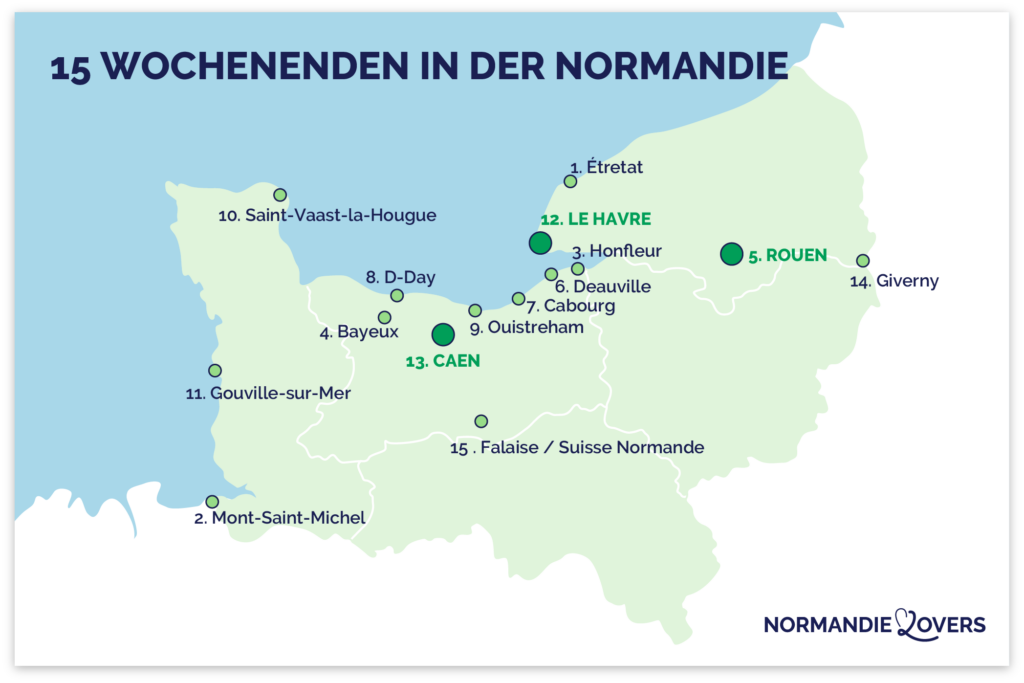 Karte der besten Wochenenden in der Normandie