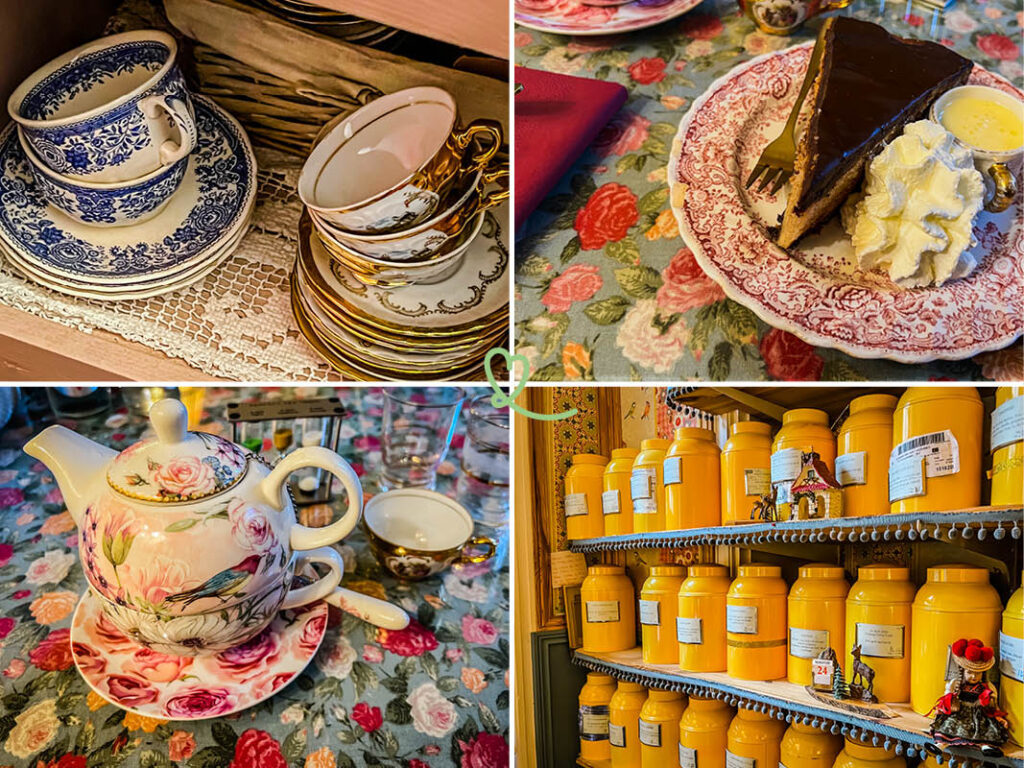 Entdecken Sie den berühmten Teesalon Les Volets Roses in Bayeux, der eine märchenhafte Szenerie bietet, während Sie an einem Tee nippen!
