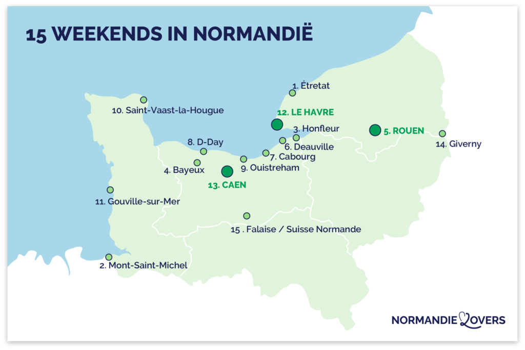 kaart beste weekenden normandië