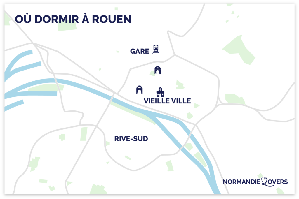 Carte ou sejourner Rouen Normandie meilleurs quartiers