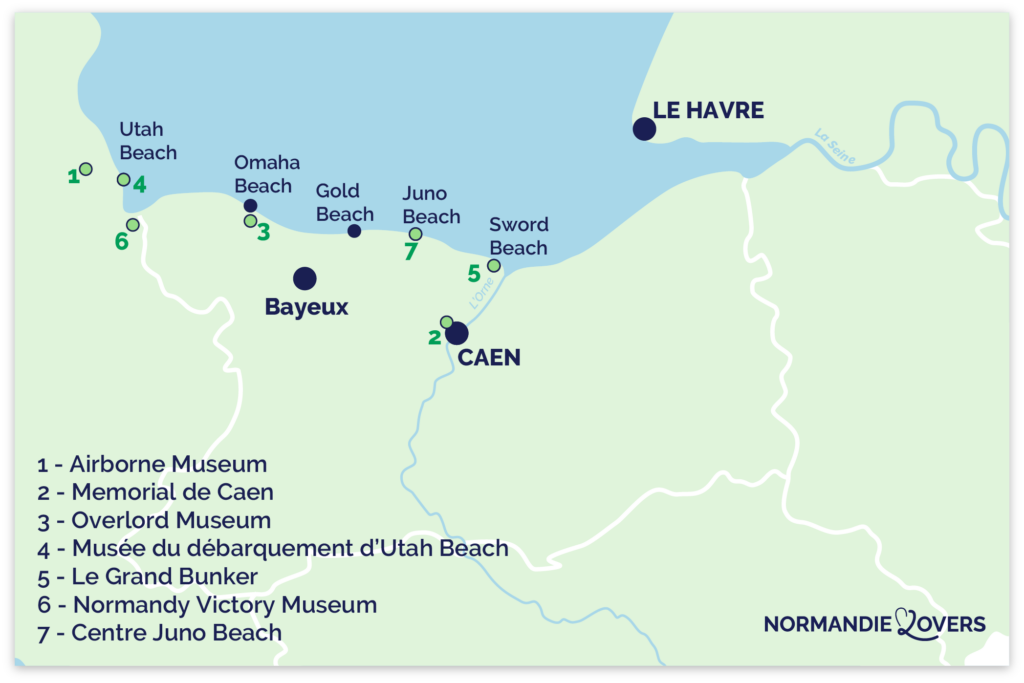 Karte der besten Museen Landung in der Normandie Zweiter Weltkrieg