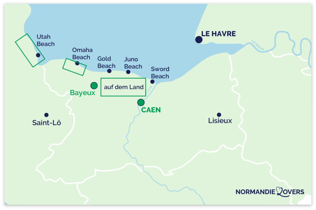 Karte oder Aufenthalt Strände Anlegestellen Normandie besten Ecken