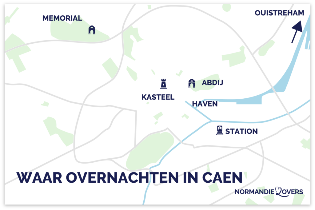 Kaart van de beste plekken om te verblijven in Caen