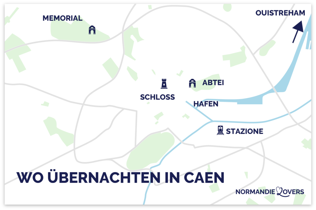 Karte beste Gegend Caen oder Aufenthalt