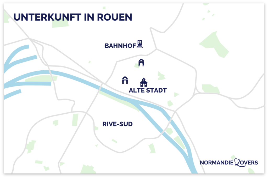 Karte oder Aufenthalt Rouen Normandie beste Viertel