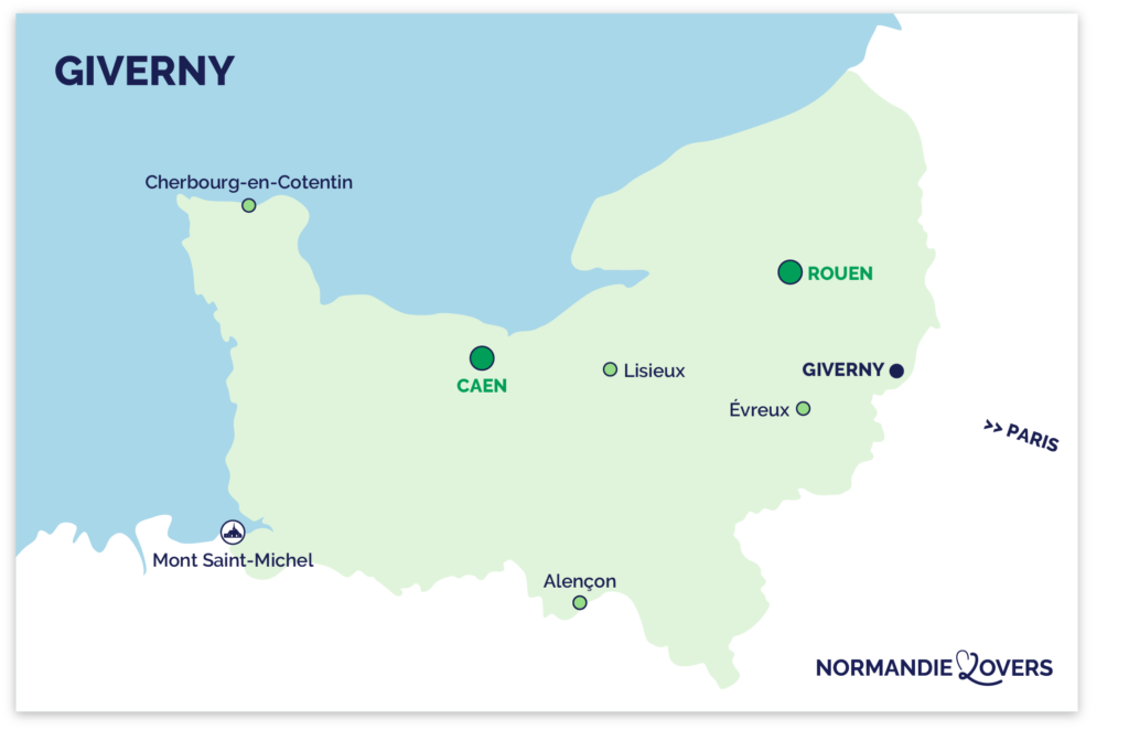 Carte de Giverny en Normandie
