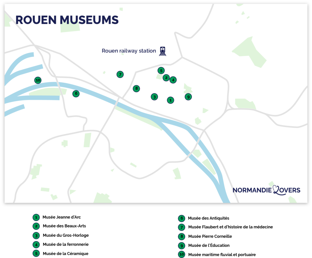 Map of the 10 best museums in Rouen!