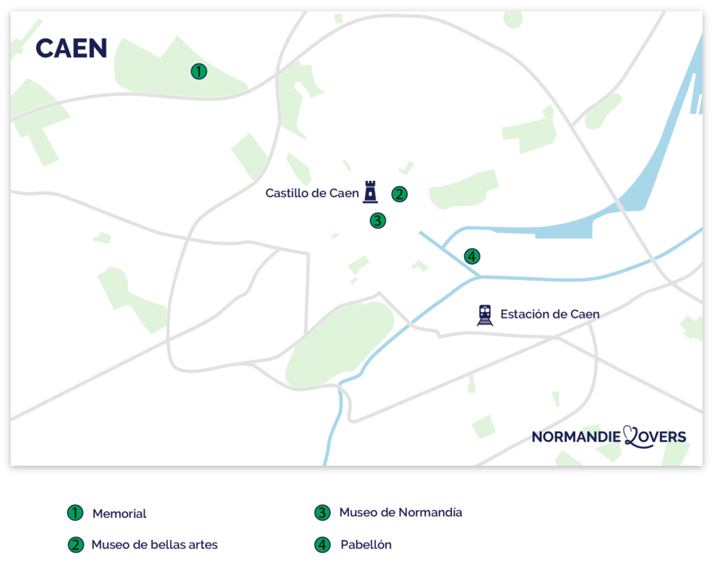 mapa de los 5 mejores museos de Caen