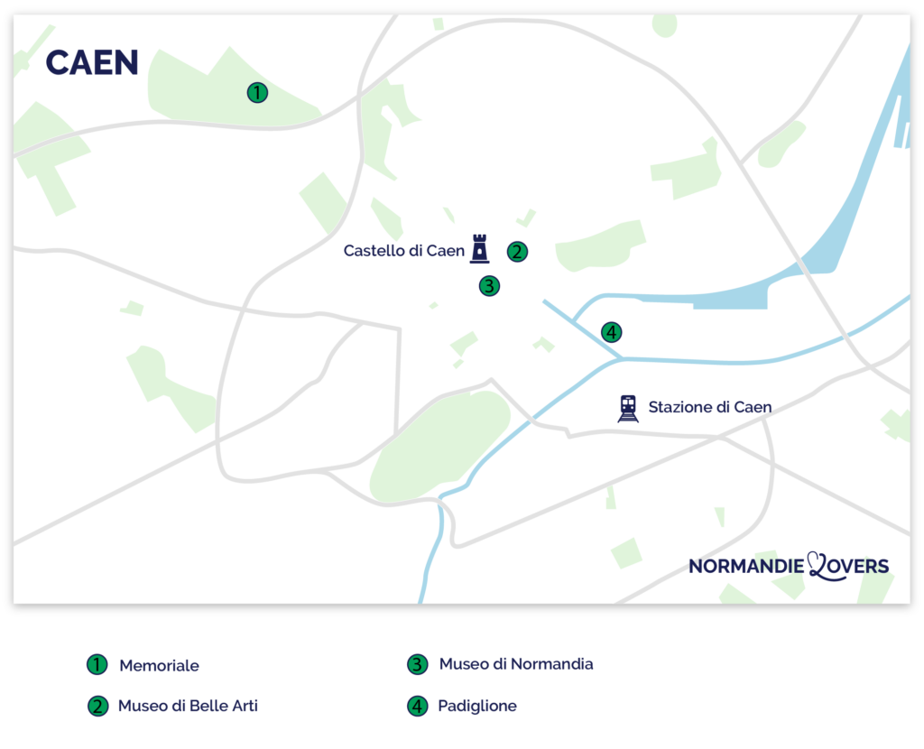 mappa dei 5 migliori musei di Caen