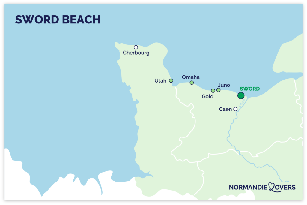 Ontdek onze kaart van Sword Beach in Normandië!