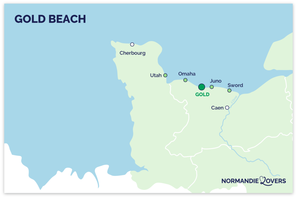 Entdecken Sie unsere Karte von Gold Beach in der Normandie!