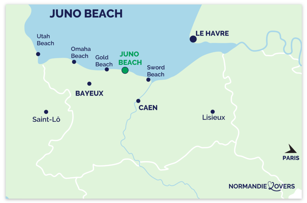 Mapa-Juno-Beach-Normandía Francia