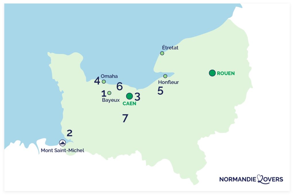 Karte eine Woche Normandie Reiseplan
