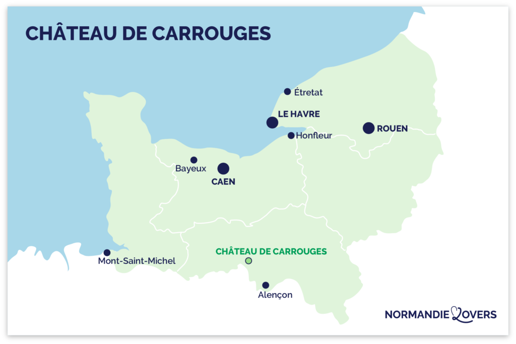 Karte Schloss Carrouges Normandie