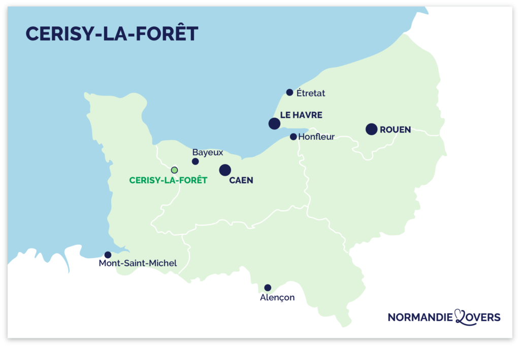 kaart Cerisy-la-Foret Abdij Normandië