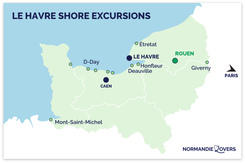 Kaart Excursies aan wal Le Havre