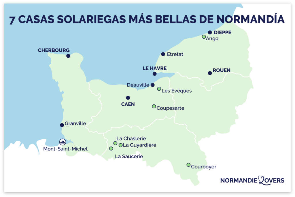 Mapa de las casas solariegas de Normandía