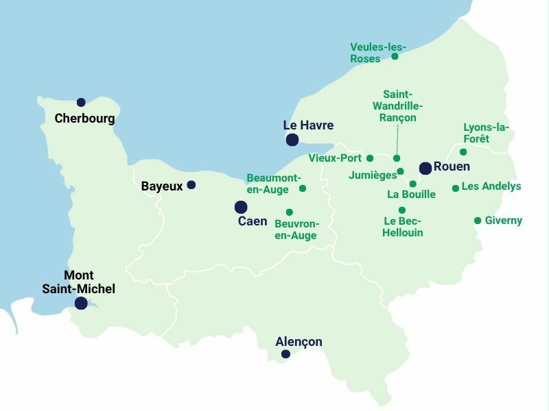 carte plus beaux villages autour Rouen